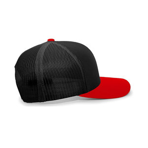 Gorra de Pesca Unisex Negra y Roja con Cierre de Botón a Presión, Transpirable, de Poliéster, Color Sólido, para Adultos - Product Image 3