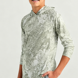 Chemise de pêche à manches longues à capuche pour homme, imprimée, anti-humidité, UPF 50, légère, en polyester, pour l'été et les activités de plein air - Product Image 2