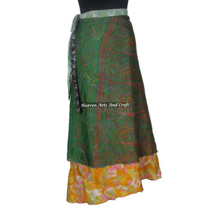 Nuevo Sari de Seda Vintage para Mujer, Prenda de Dos Capas para la Playa, Falda Larga Reversible, Vestido Largo Mágico, Estilo Bohemio, Hippie, Gitano - Product Image 3