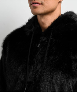Sweat-shirt unisexe personnalisé en fausse fourrure moelleuse pour homme, mode hiver, sweat-shirt à capuche en velours doux et confortable, noir, pour homme - Product Image 1