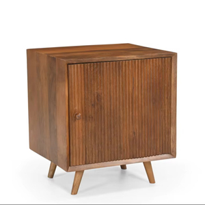 Table de chevet en bois rainuré, meubles pour la maison - Product Image 1