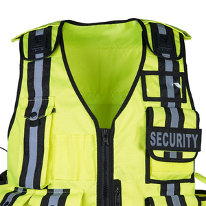 Gilet de sécurité personnalisé haute visibilité, gilet de sécurité en polyester toutes saisons, uniforme de garde, bandes réfléchissantes, plusieurs poches - Product Image 6