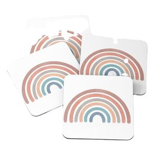 Wood Coasters Multi Color with Printed Tea <b>Cup</b> Serving Coasters 4 Pieces Set Hot Selling Home Kitchen Kitchen Supplies - Product Image 1