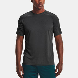 Men's Black Short Sleeve Quick Dry <b>Polyester</b> <b>T</b>-<b>Shirt</b> Regular Fit O-Neck Casual Solid Color Knitted Sport Wear - Product Image 3