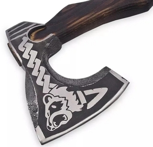 Tomahawk Vikingo Raven, Hecho a Mano, Mango de Madera de Palisandro, Hoja de Acero al Carbono, para Camping, Caza, Bricolaje, Personalizable, con Funda de Cuero - Product Image 2