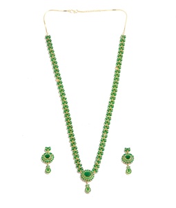 Top Selling 22K Gold Plated Emerald <b>Necklace</b> Set Ethnic Indian Wedding Jewelry for Women Long <b>Necklace</b> - Product Image 1