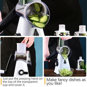 Grattugia Rotante Manuale per Formaggio con 3 Lame Intercambiabili in Acciaio Inox, Manico per Grattugiare Frutta e Verdura - Product Image 6