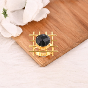 Black Onyx <b>Ring</b> Handmade <b>Adjustable</b> Stylish Brass Jewelry for Women - Product Image 3