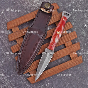 UA Supplies Industriequalität Maßgefertigtes Handgemachtes Damaszener Stahl OEM ODM Anpassbares Speerspitzen-EDC Outdoor Selbstverteidigungs-Messer - Product Image 6