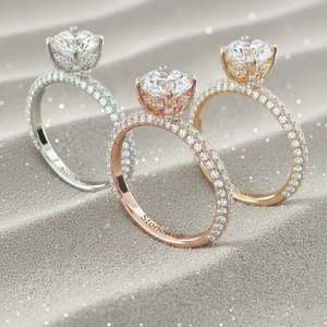 Anillo de Compromiso con Diamante Cultivado en Laboratorio, Oro de 14K, Corte Redondo, Banda con Micro Pavé Triple, Anillo Nupcial, Fabricante de Joyería Personalizada - Product Image 4