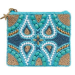 Seed Bead Embroidered <b>square</b> Shape Coin Pouch with Colorful Embroidery Handmade Customizable Size Zipper Closure - Product Image 2