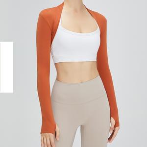 Ropa Deportiva para Mujer, Camiseta de Yoga sin Costuras de Color Sólido, Manga Larga, Top Corto para Entrenamiento, Secado Rápido, Transpirable, Conjuntos de Yoga - Product Image 1