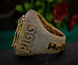 Moissanite Iced Out Custom Initial Signet <b>Ring</b> Hip Hop Jewelry Pave Statement <b>Ring</b> Luxury Streetwear Gift for <b>Men</b> - Product Image 4