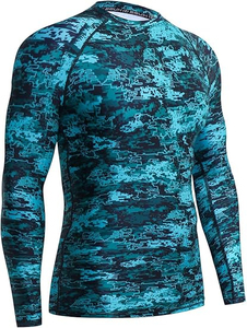 Men's Rash Guard Long Sleeves UPF 50+ UV Sun Protection Quick Drying Splice Compression <b>Swim</b> Shirts Quick Dry Sports Shirt - Product Image 2