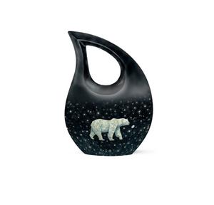 Urna Funeraria Pequeña en Forma de Lágrima Blanca para Cenizas Humanas, Urna Conmemorativa con Cruz para Cenizas Femeninas - Product Image 1