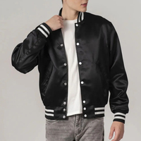 Blouson Bomber en Satin à Col Montant Brodé Personnalisé pour Hommes, Vêtement d'Hiver Respirant avec Poche Avant, Coupe-Vent et Imperméable
