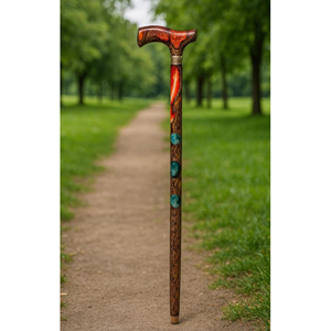 Bâton de randonnée en bois pour les activités de plein air, canne en bois naturel avec poignée confortable, bâton de marche haut de gamme fabriqué en bois massif - Product Image 3