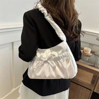 Tas Selempang Wanita Gaya Balet Fashion Original, Bahan Satin Sutera Berkilau, Lipit, Pita, Ukuran Kecil, Lucu, dan Mudah Dibawa