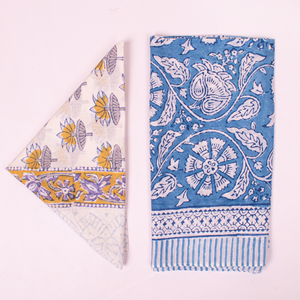 Floral Cotton <b>Square</b> <b>Scarf</b> Handkerchief Blue White Yellow Pattern Casual Spring Summer Breathable Hand Drawn Design - Product Image 5
