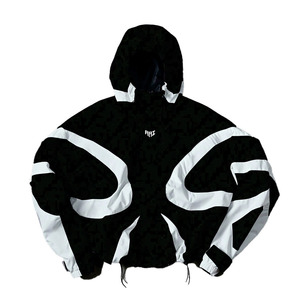 Hot Selling Custom Black Reflective Hooded Windbreaker OEM Oversized Streetwear Outerwear Waterproof Urban Sports Men's <b>Jackets</b> - Product Image 2
