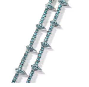 Collar de tenis de lujo con forma de diamante y circonitas azules, chapado en plata, para hombre y mujer - Product Image 3