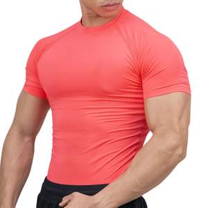 Camiseta de Compresión Deportiva para Hombre, Personalizada, al por Mayor, de Manga Corta, de Algodón, Sólida, de Secado Rápido, Transpirable, para Gimnasio, Entrenamiento, Fitness - Product Image 1