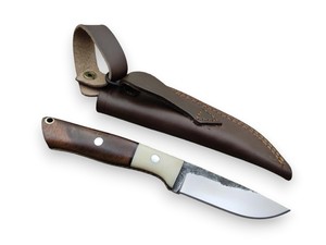 Handmade High Carbon Steel Bushcraft <b>Knife</b> with Rosewood & <b>Bone</b> <b>Handle</b> & Leather Sheath Wholesale OEM Fixed Blade Knfe - Product Image 5