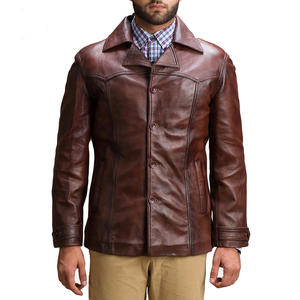 Veste en cuir et toile respirante imperméable de haute qualité, design personnalisé, col montant, mode décontractée d'hiver pour hommes - Product Image 1