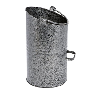 Cubo para carbón de hierro forjado plateado de diseño real, hecho a mano, con asa duradera - Product Image 6