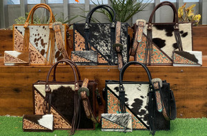 2025 Luxury Large-Capacity Hand <b>Tooled</b> Cowhide Leather <b>Tote</b> <b>Bags</b> & Hand <b>Tooled</b> Leather Trifold Wallet Two-Piece Set for Women's - Product Image 4