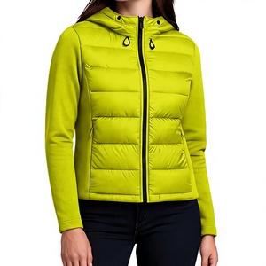 Veste matelassée à capuche de haute qualité pour homme et femme, 100% polyester, coupe courte et ajustée, coupe-vent, couleur unie, polyester, hiver, décontractée, verte - Product Image 1