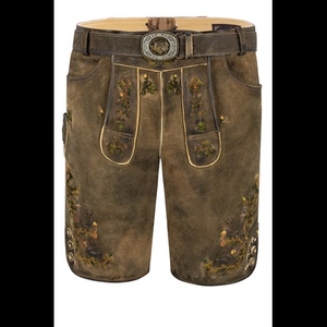 2026 Meilleures ventes Lederhosen pour hommes, Costume authentique allemand bavarois d'Oktoberfest, respirant, style urbain, en daim véritable fendu - Product Image 2