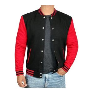 แจ็คเก็ตบอมเบอร์แบบ Letterman สำหรับผู้ชาย ผ้าขนสัตว์พรีเมียม แขนกันลม โลโก้ด้านหน้า สำหรับฤดูหนาว รับผลิตแบบ OEM ODM ปักลายโดยตรงจากโรงงาน - Product Image 6