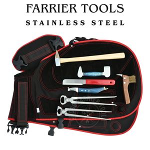 Kit de trabajo de herrador de alta resistencia con cuchillo para recortar pezuñas, cortador de pezuñas, cepillo de alambre, delantal de seguridad de cuero, martillo para clavos, clavillero y cuchillo de bucle - Product Image 4
