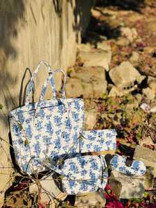 Sac fourre-tout en coton à imprimé floral personnalisé avec fermeture éclair, deux anses, grande capacité, pliable, sac seau vintage pour femme, voyage, usage quotidien - Product Image 2