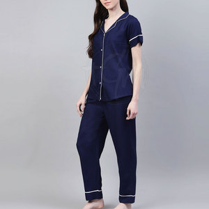 Modern Women Night <b>Suits</b> Printed <b>Pajama</b> Set With Soft Fabric Top And Matching Bottom For Everyday Sleepwear - Product Image 2