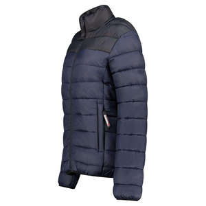 Veste matelassée bleu marine pour homme, à capuche, fermeture éclair, respirante, coupe-vent, manteau d'hiver, streetwear, coupe ample, couleur unie, coton - Product Image 3
