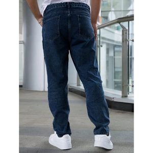 Jean en denim bleu tendance, style vintage moderne, coupe droite ample, léger, écologique, respirant, lavable, taille haute, idéal pour l'été - Product Image 5