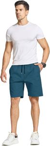 <b>Men's</b> 100% Cotton Eco-Friendly Solid Color Quick Dry <b>Bermuda</b> <b>Shorts</b> with Drawstring Waist and Pockets Casual Wear - Product Image 4
