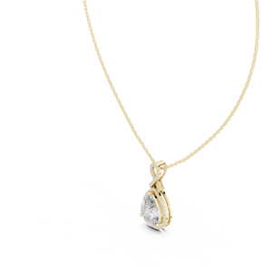 Collar con colgante de halo en forma de pera, oro macizo, joyería fina, elegante, minimalista, regalo para mujer, uso diario. - Product Image 1