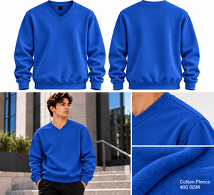 Wholesale Plus Size V Neck Sweatshirt <b>Thick</b> Cotton Polyester <b>Fleece</b> Breathable Winter All Season Casual Pullover Sweater For <b>Men</b> - Product Image 6