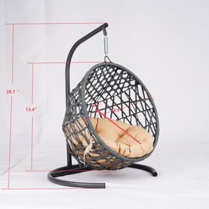 Lit suspendu pour chat d'intérieur avec support, chaise œuf en rotin tressé, coussin pour chats, lit pour animaux de compagnie - Product Image 2