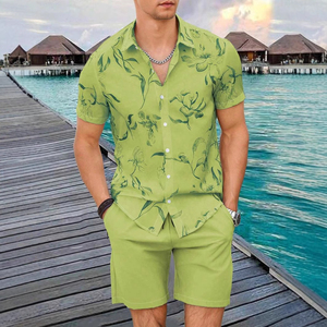 Ensemble T-shirt et short décontracté d'été pour hommes à imprimé floral, motif 3D, vente en gros - Product Image 1