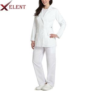 เสื้อโค้ทสีขาวสำหรับขัดทางการแพทย์ของผู้หญิงเครื่องแบบทำงานในโรงพยาบาลดีไซน์งาน OEM - Product Image 5