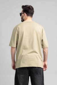 Camiseta de Manga Corta para Hombre, Corte Cuadrado, Cuello Redondo, Color Liso, Informal, de Algodón, Tejido Jersey, Corte Regular, Teñido Liso - Product Image 3