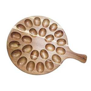 Porte-œufs en bois avec 6 emplacements pour le rangement et la présentation, organisateur d'œufs pratique pour la cuisine, finition naturelle, lavage à la main uniquement - Product Image 3