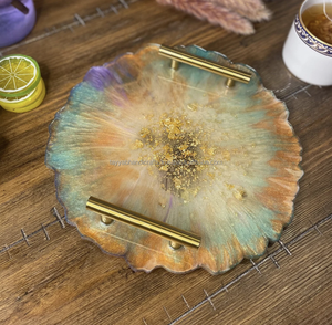 Plateau de service et sous-verres en résine décorative artisanale pour la maison et les restaurants - Product Image 1