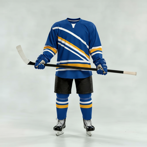 Production d'uniformes de hockey sur glace OEM, maillot d'équipe personnalisé, tissu polyester sublimé, vêtements d'entraînement grande taille - Product Image 4