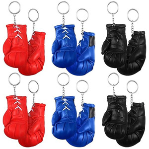 Porte-clés Gant de Boxe en PU avec Logo Personnalisé, Rouge, Bleu, Noir, Design Lacé, Unisexe, Équipement d'Arts Martiaux, Accessoire Porte-clés Gants de Combat - Product Image 1