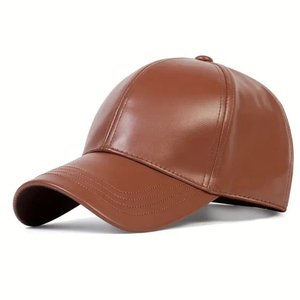 Wholesale Custom Logo Real Leather Baseball <b>Cap</b> Vintage Genuine Cowhide Sports <b>Cap</b> - Product Image 1